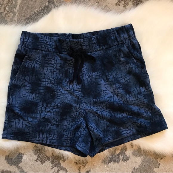 Ellen Tracy ⚜️ Navy Batik Design Cotton Polyester Drawstring Shorts - Picture 3 of 8